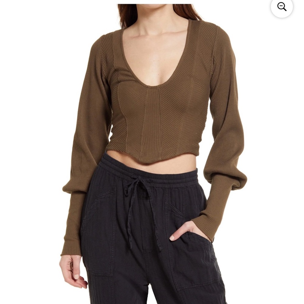 Women’s Free People Petra Long Sleeve Top In Tortoise Shell - Medium NWT